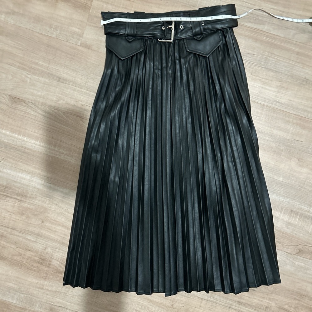 Express Black Faux Leather A-Line Skirt